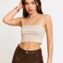 Faux Leather Micro Shorts for Women Y2K Sexy Low Rise Mini Short Rave Outfits Festival Club (Brown, M)