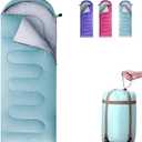 Sleeping Bags for Adults, Teens & Kids - Use for 3-4 Seasons, Warm & Cold Weather - Lightweight,Waterproof, Use for Backpacking, Hiking and Camping (Single, Sky Blue/Left Zip)