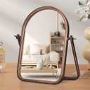 VVK Vintage Table Desk Mirror-Bronze Metal Framed Standing Mirror 360 Degree Adjustable Swivel for Tabletop, Countertop, Bedroom, Bathroom, Living Room 11.8'' x 7.8''