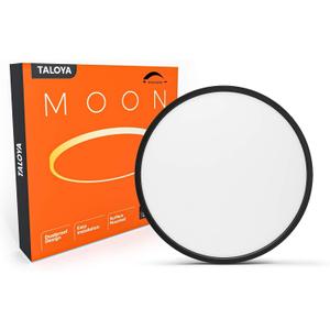 TALOYA 18.2 Inch LED Ceiling Light Fixture,3000K/4000K/6500K Selectable with Back Light, 36W Black Dimmable LED Flush Mount Ceiling Light for Hotel, Bedroom, Living Room,Office, Memory Function