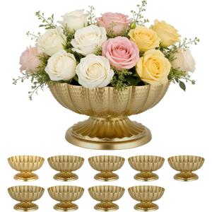 VEVOR 10 PCS Wedding Flower Vase, 4.7 in Mini Flower Table Centerpieces, Small Floral Bowl Decorative Easy Installation, Versatile Arrangement Stand for Party Events Home Decor Reception, Gold
