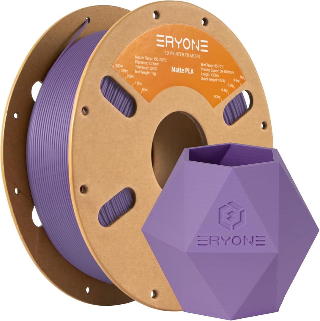ERYONE Matte 3D Printer PLA Filament 1.75 +/- 0.03mm, Matte Filament PLA 1KG(2.2LBS) Spool, Blue Lilac