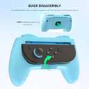 RHOTALL 2 Pack Comfort Hand Grips for Switch 2 Controllers, Ergonomic Grips Compatible with Switch 2 joycons, Anti Slip and Wear-Resistant, 4 Thumb Caps - Blue+Orange