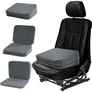 HOMBYS Adjustable Car Booster Seat for Short Drivers, 3 Heights for Different People, Adult Car Seat Cushions for Driving, Supportive Car Seat Pad for Lower Back Pain Reduce, (17"x13.8"x6.3", Grey)