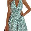 HUHOT Womens Rompers for Summer Shorts Sexy Rompers Swimsuits Dresses for Women Dressy 2026 Casual Green Floral Cute Vacation Beach Fashion Vacation Outfits for Women, XL 
