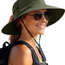 FURTALK Sun Hats for Women with Ponytail Hole Wide Brim Beach Bucket Hat UPF 50+ Fishing Hiking Outdoor Hats (Green)