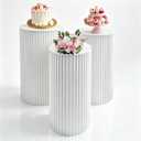 3Pcs White Metal Pleated Cylinder Pedestal Stand cake cylinder stands
Heavy Duty, Metal pillars for Party Dinner Wedding Birthday Decor 23.6''(L) 21.65"(M) 19.69"(S)