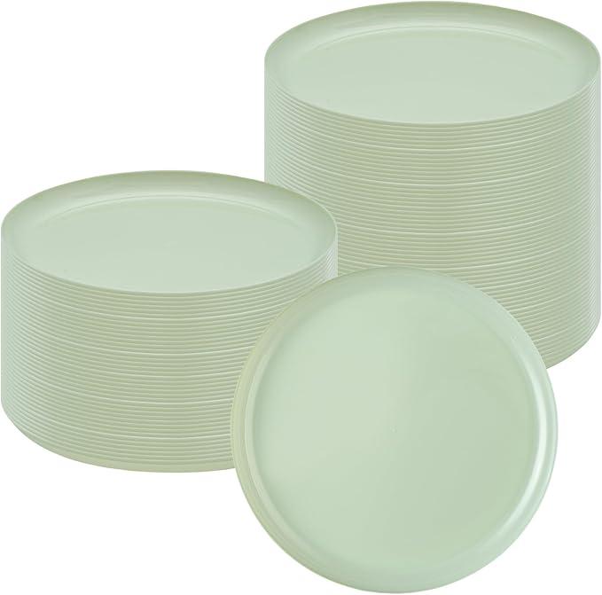 Moderna 8.6 Inch Premium Disposable Plates, 200 Round Plastic Plates For Parties - Durable, Heavy-duty, Mint Green Plastic Dinner Plates, For Warm And Cold Foods, Ideal For Cafes - Restaurantware