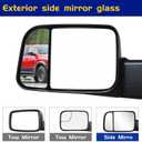 Compatible with 2010-2020 Dodge Ram 1500 2500 3500 4500 5500 Left Side Lower Convex Mirror Glass Replacement, Suitable for Towing Mirrors, Includes Rear Mounting Bracket