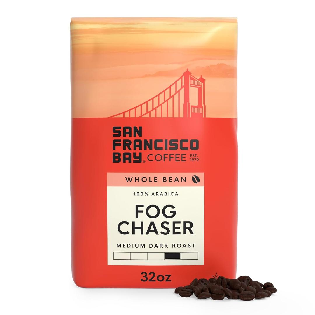 San Francisco Bay Coffee - Medium-Dark Roast Whole Bean Coffee - Fog Chaser (2 lb bag) (EXP 07/15/26)