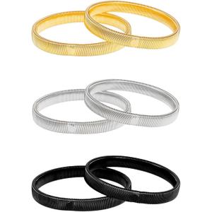 Pangda 3 Pairs Sleeve Garters Anti-slip Shirt Sleeve Holders Garters Stretch Metal Armbands for Women Men (Gold, Silver and Black)