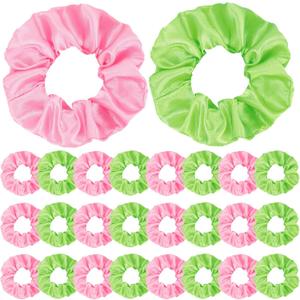 24 Pcs Pink and Green Hair Scrunchies Christmas Stocking Stuffers Good Witch and Princess Wizard Party Favors Witch Hair Accessories Wizard Movie Fan Women Friendship Gifts(Elegant Style)