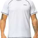 Mens Swim Shirts UPF 50+ Sun Protection Quick Dry SPF Rash Guard Outdoor Beach Fishing T Shirts, Size 4XL