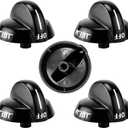 Funmit 316220009 Top Burner Stove Knob Replacement for Frigidaire Replaces AP4322122 PS1991531 EAP1991531 (Black, 5 Pack)