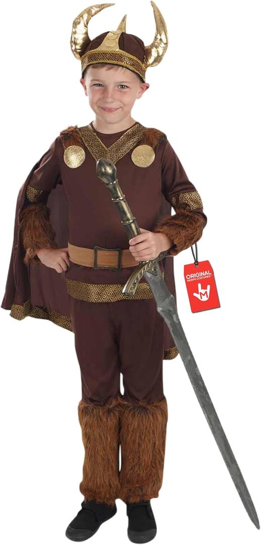 fun shack Boys Viking Costume, Viking Costume Kids, Boys Halloween Costumes, Halloween Costumes for Kids (Medium, Brown)