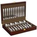 Walnut Wood Silverware Storage Box,Silverware Case Flatware Chest with Felt Lined,Flatware Storage Box for 12 sets of Utensils,Silverware Chest without Silverware,Silverware Organizer with Lid