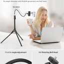 Aureday Phone Tripod, 92" Cell Phone Stand with 15" Gooseneck, Remote and Phone Holder, Overhead & Selfie Stick for Recording/Watching/Vlog, Compatible with iPhone Android