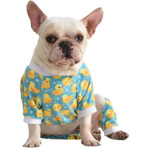 CuteBone Dog Christmas Pajamas Puppy Onesies Small Dogs Soft Pjs Coat Cat Apparel Comfy Pet Clothes Outfit Doggie Bodysuit P50L (Large, A07-Yellow Ducks)