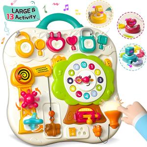 Montessori Busy Board Sensory Toys for Toddlers 1-3, Activity Music & LED Light Up Montessori Toys for 2+ Year Old, Travel Toys for 2 Year Old Boys & Girls, 2025