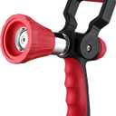 FANHAO High Pressure Fireman's Spray Nozzle, Heavy Duty Metal Garden Hose Nozzle with Lever Handle and Slip Ergonomic Grip, Adjustable Water Nozzle for Watering Lawn and Garden, Washing Car & Pet (Red)