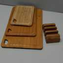 Astercook Deep-Carbonized Bamboo Cutting Boards for Kitchen with Wood Storage Stand, Reversible Charcuterie & Chopping Boards with Juice Grooves and Easy-Grip Handles, Mothers Day Gifts