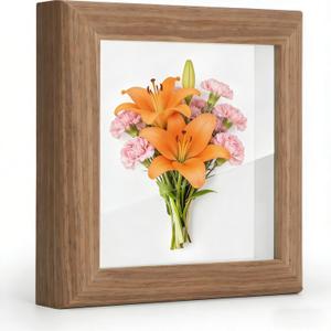 4x4 Shadow Box Picture Frame Real Glass Front , Small Shadow Box Frame Display Mini Memories, 3D Keepsakes, Badges, Medals, Tickets, Photos Collectibles & Art - Perfect for Wall or Tabletop Decor