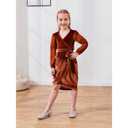 Girls Dress Velvet Birthday Party Dresses V-Neck Midi Vintage Elegant Kids Dress 10-11Years