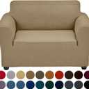 Joccun Stretch Chair Couch Cover,1-Piece Sofa Slipcover Spandex Jacquard Fabric Sofa Covers with Elastic Bottom,Washable Furniture Protector for Dogs,Cats,Kids(Armchair,Tan) (Small35" - 55")