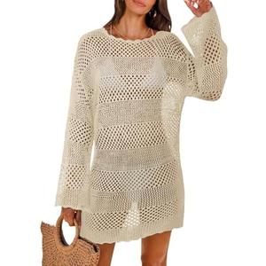 MixShe Beach Vacation Clothes for Women 2025 Fashion Cover up Summer Dresses Crochet Swim Suits Womens Bathing Outfits L