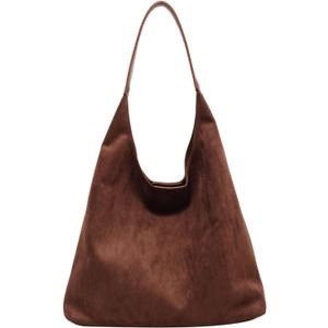 Suede purses for Women 2024 Slouchy Shoulder Bags Soft Leather hobo bag Brown Tote Handbag for Work Everyday