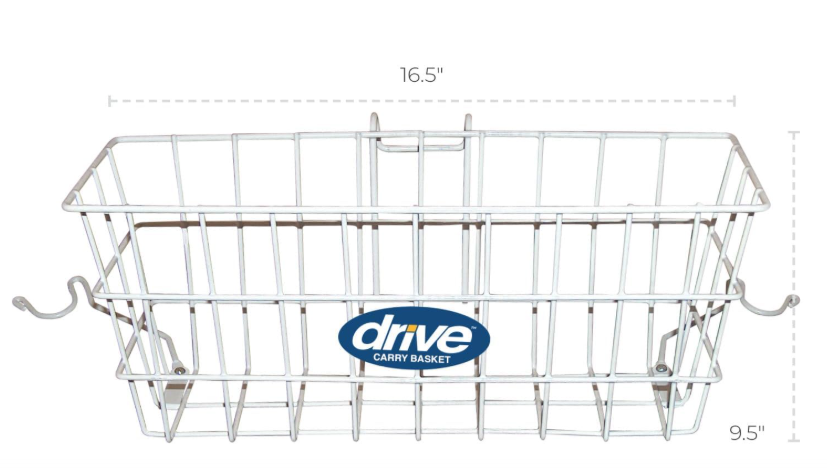 Drive Medical 10200B Walker Basket, Basket for Folding Walker with Cup Holder, White