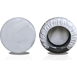 Kayme Rv Tire Covers 2 Pack, Travel Trailer Camper Truck SUV Motorhome Waterproof Wheel Cover, Sun Rain Snow Protector, Fit 27-29 Inch Tire Diameter/Silver (T3-L-27-29 Inch Tire Diameters, Two-Aluminum-Silver)