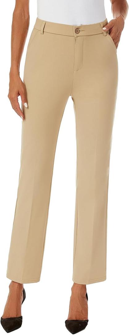 iChosy Women's Straight Leg Dress Work Ankle Pants Business Office Casual Slacks with Pockets