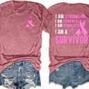 Cancer Survivor Tshirt Women Breast Cancer T Shirt Pink Ribbon Cancer Awareness Shirts Inspirational Tops (S)