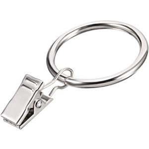 Uxcell Curtain Clip Rings with Hooks Iron 1.25 Inch Inner Dia 3.5mm Thickness Drapery Ring for Window Curtain Rods Silver Tone 24 Pcs