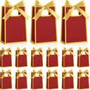 AmazingSpark 50 Pcs Burgundy Gold Mini Gift Bags Bulk 6.3 x 3.9 x 2.8 Inch Party Favors Elegant Small Gift Bags with Handles and Ribbon Bows for Wedding Birthday Bridal Baby Shower Party Favors