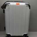 Coolife Luggage Expandable(only 28") Suitcase PC+ABS Spinner 20in 24in 28in Carry on (white grid new, S(20in)_carry on)