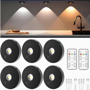 3pcs LED Light Kits Ultra-thin (2cm/0.7") with Remote Control Three Adjustable Colors Dimmable with Lens Rechargeable Magnetic Installation Figure Display Lights Black