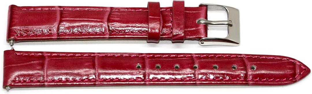 14mm Womens Padded Stitched Croco Grain Leather Watch Band