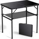 Anbte 3ft Camping Table Foldable with Storage Net, 3 Heights Max 29.5" Aluminum Camping Table with Portable Handle, Lightweight, for Travel Outdoor Beach Picnic Patio Indoor, 36" x 24", Pure Black, 36"L x 24"W x 29.5H"