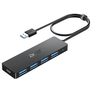 Acer USB Hub 4 Ports, Multiple USB 3.0 Hub, USBA Splitter for Laptop with Type C Power Port, Extender for A Port Laptop, PC, Desktop and More (2ft)