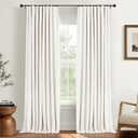 INOVADAY 100% Blackout Curtains for Bedroom, Black Out Curtains 84 Inch Long, Clip Rings Linen Blackout Drapes, Thermal Insulated Room Darkening for Living Room, 2 Panels - Beige,W50xL84