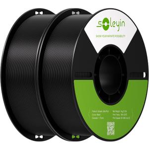 PLA Filament 1.75mm 2KG, Black & Black 3D Printer Filament 2 Pack 1kg Spool, Neatly Wound, 0.02mm Accuracy, Strong Adhesion, High-Speed Printing, No Warping, Fits Most FDM Printers
