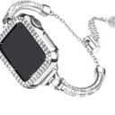Secbolt Bling Band and Case Compatible with Apple Watch Band, Women Dressy Metal Bracelet with Rhinestone Bumper for iWatch, Size: 40mm (For Apple Watch SE/Series 6/5/4)