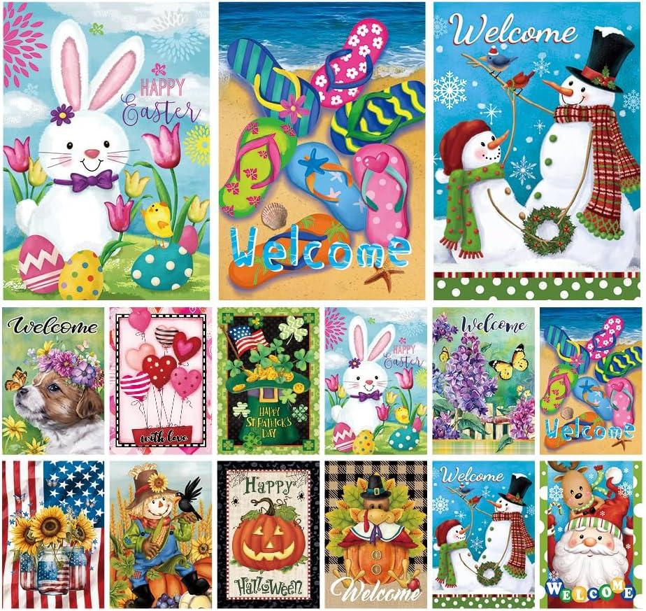 12x18 Seasonal Garden Flags - Yard Flags for Outside, Double-Sided, All-Weather (green)