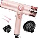 FMZ Professional Ionic Hair Blow Dryer Smart Display with Diffuser, 1875W High Speed Powerful BLDC Motor for Fast Drying, Mini Portable Lightweight Quiet, Curly Hairdryer for Men Women Salon Travel (Pink Gold)