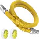 72" Flexible Gas Line Hose, Appliance Gas Line with Connector 1/ 2" MIP 1/ 2"FIP Fitting OD(1/ 2" ID) Gas Range Connector Kit for Stove, Gas Stove, Dryer, Water Heater By MIFLUS