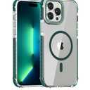DEERLAMN Strong Magnetic Case for iPhone 15 Pro Max 6.7-Inch,[Compatible with Magsafe][Military Grade Drop Protection] Clear Slim Shockproof Protective Phone Cover-Transparent+Green