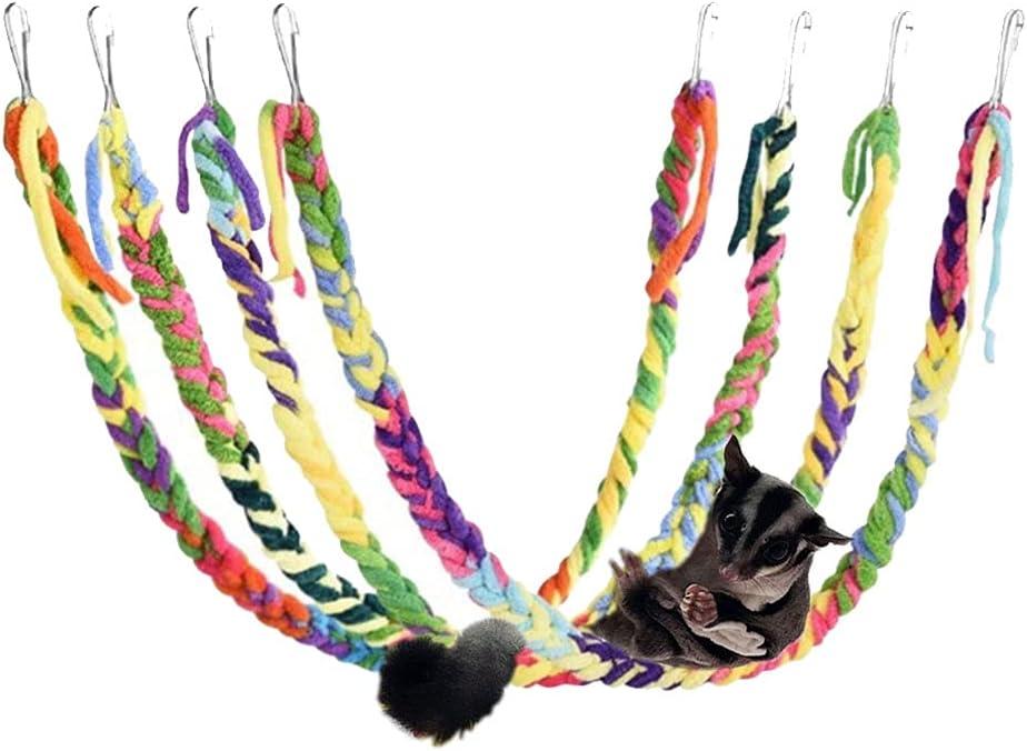 RIOUSSI Handmade Hanging Sugar Glider and Rat Toys for Climbing/Exercising/Jungle Exploration, Cage Accessories, Random Color, 4 Pack (23" Lengh)