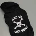 EXPAWLORER Black XS Bad to The Bone Printed Skull Cat Fleece Sweatshirt Dog Hoodies